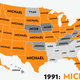 Illustration for article titled Map: Six Decades of the Most Popular Names for Boys, State-by-State